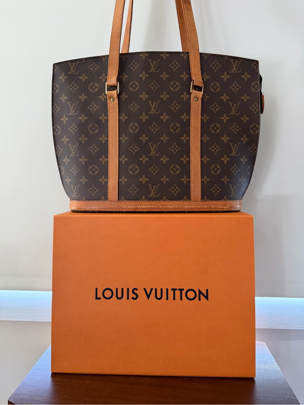 Louis Vuitton Monogram Tote in Brown with Tan Trim
